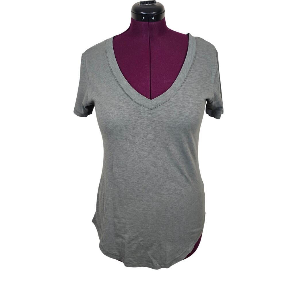 NEW NWT Women's White Crow Green Slub V-Neck Tee | Size Small